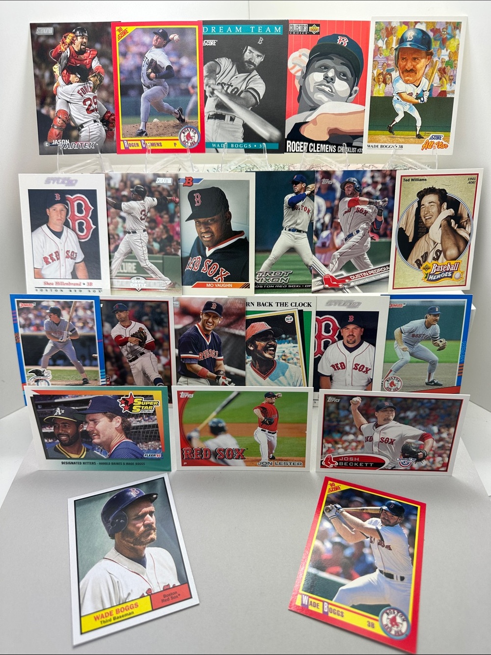Vintage Red Sox stars lot of 22 w/ Wade Boggs/Clemens/Pedroia/Ortiz/Nixon